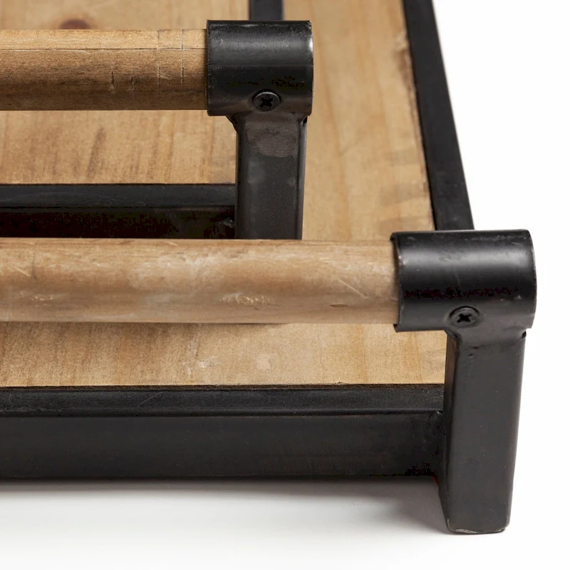 Benson Brown Wood w/Black Metal Trays (Set of 2) - 26 W x 16 D x 3 H
