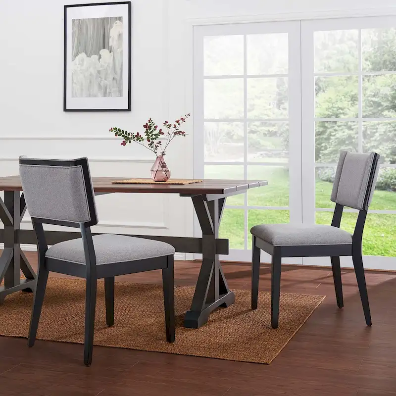 Upholstered Dining Chair with Pleated Backrest, Set of 2