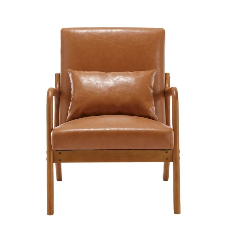 Modern PU Leather Accent Chair with One Pillow