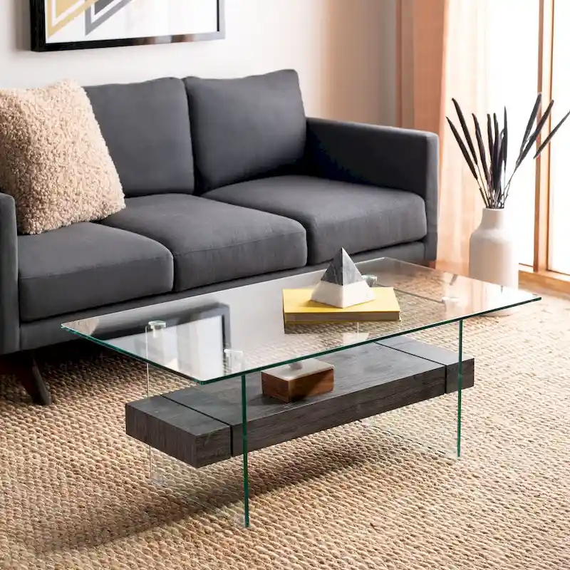 Modern Glass Coffee Table - 43.3 x 23.6 x 16.5