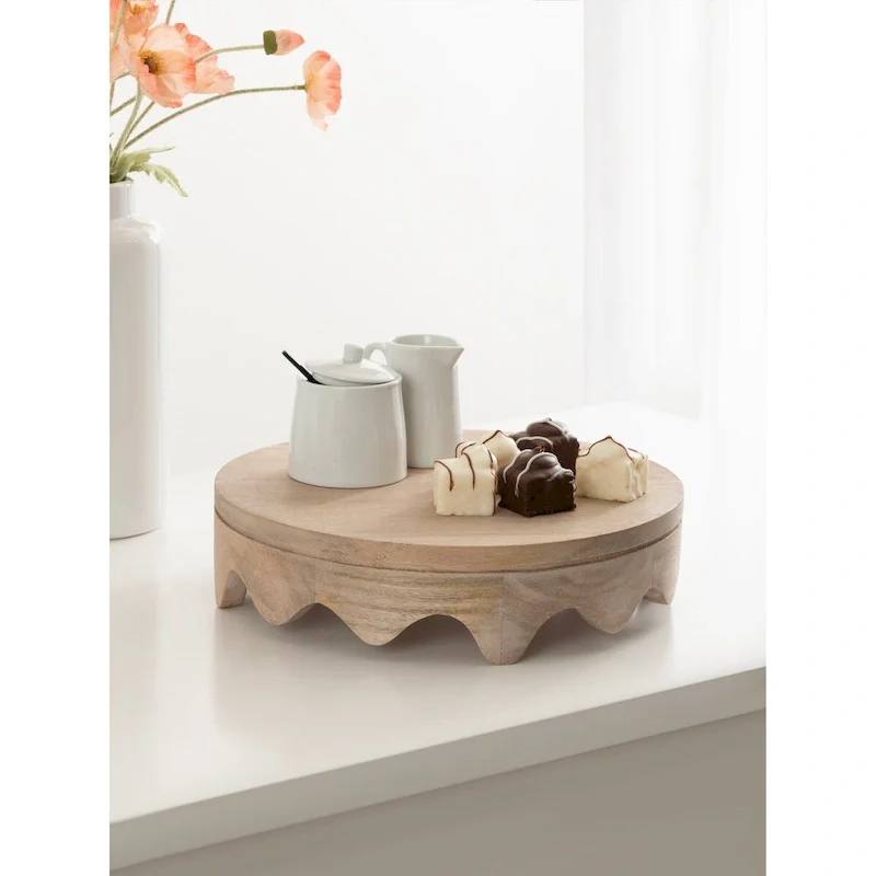 Kate and Laurel Fairlee Wavy Wood Tray - 12x12