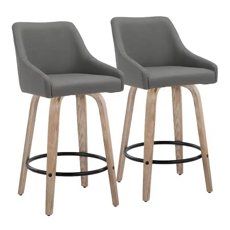 LumiSource Set of 2 Hannah Counter Height Barstools Dark Gray
