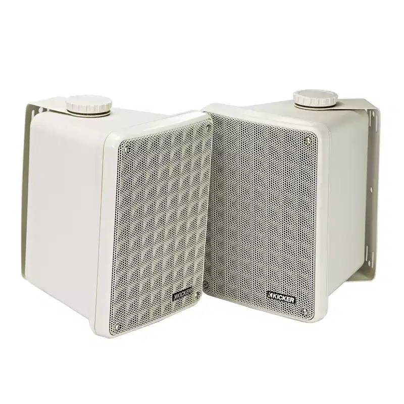 Kicker (4 Pair ) KB6B 2-Way Full Range Indoor Outdoor Speakers (Pair) Weatherproof Speakers for Patio Garage Poolside in-Home, Gray & 60ft Speaker ...