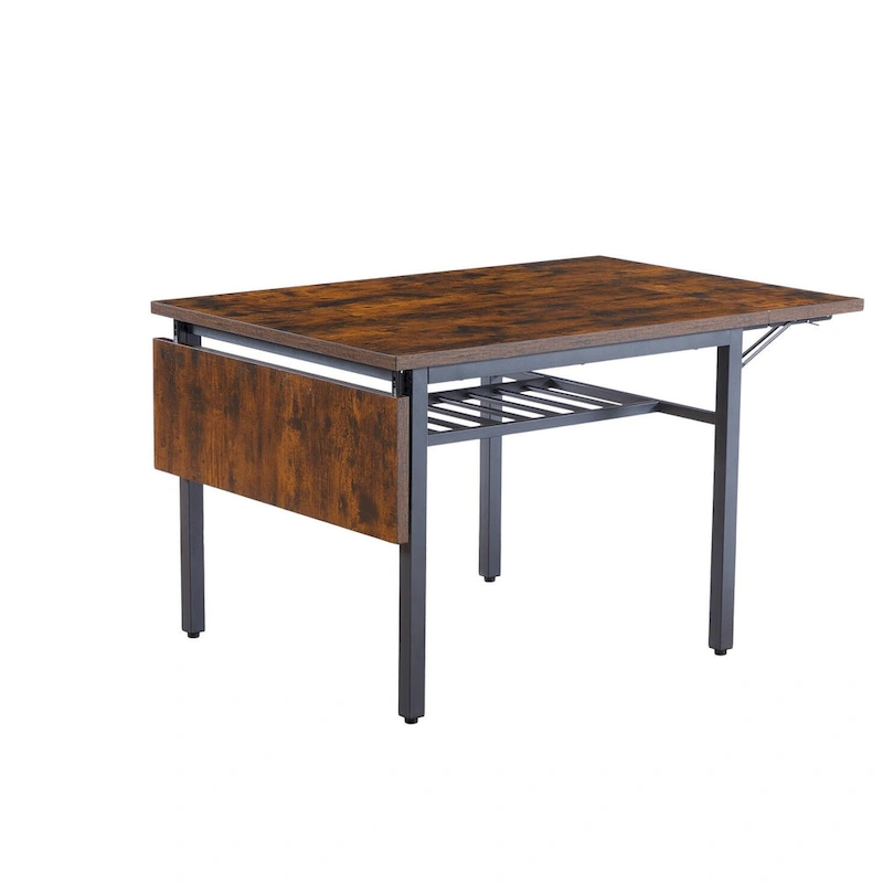 Industrial Folding Dining Table with Steel Frame