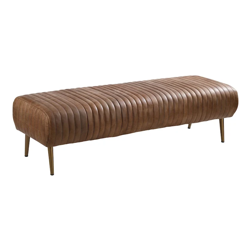 Modern Ribbed Leather Bench