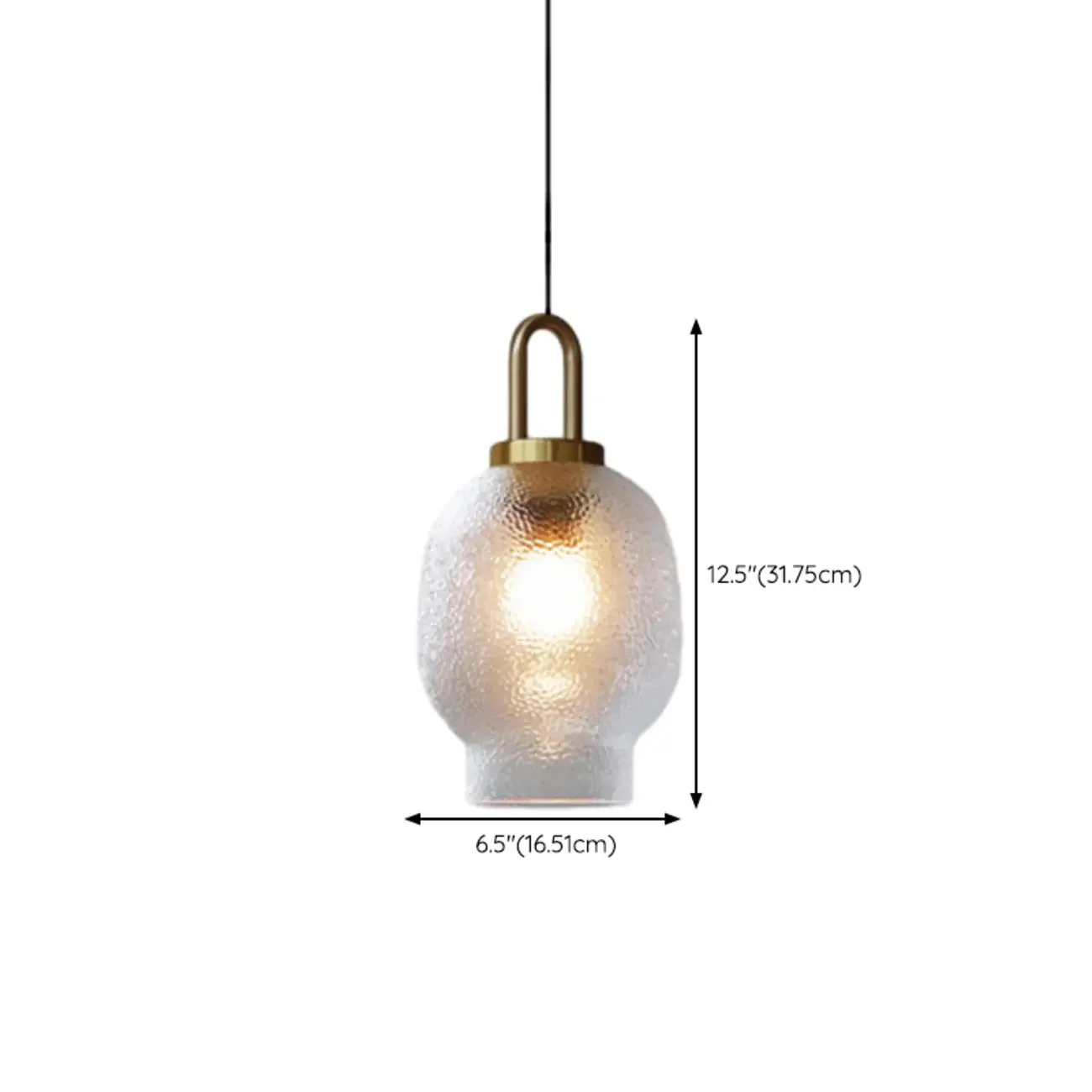 Gold Metal Ribbed Clear Glass Kitchen Pendant Light