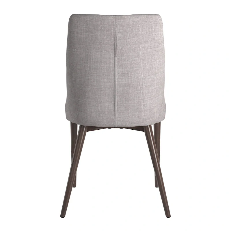 Mid-Century Barrel-Back Linen Dining Chairs with Tapered Legs – Dark Grey / Grey / White