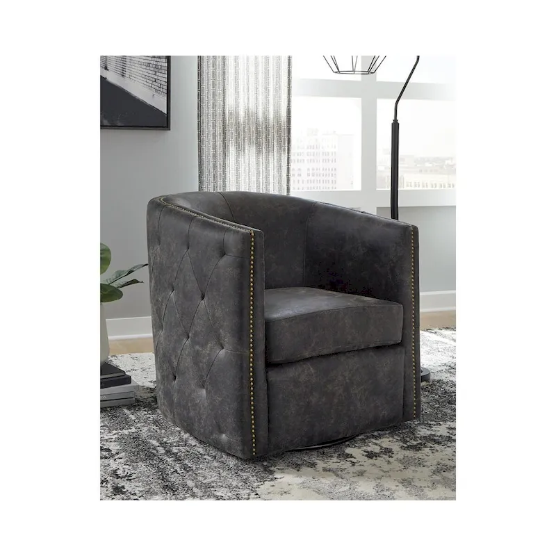 Brentlow Distressed Black Swivel Chair - 28.75 W x 31 D x 31.5 H