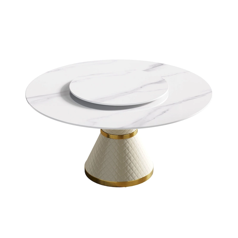 59 Modern Marble Dining Table Round Dining Table with Lazy Susan
