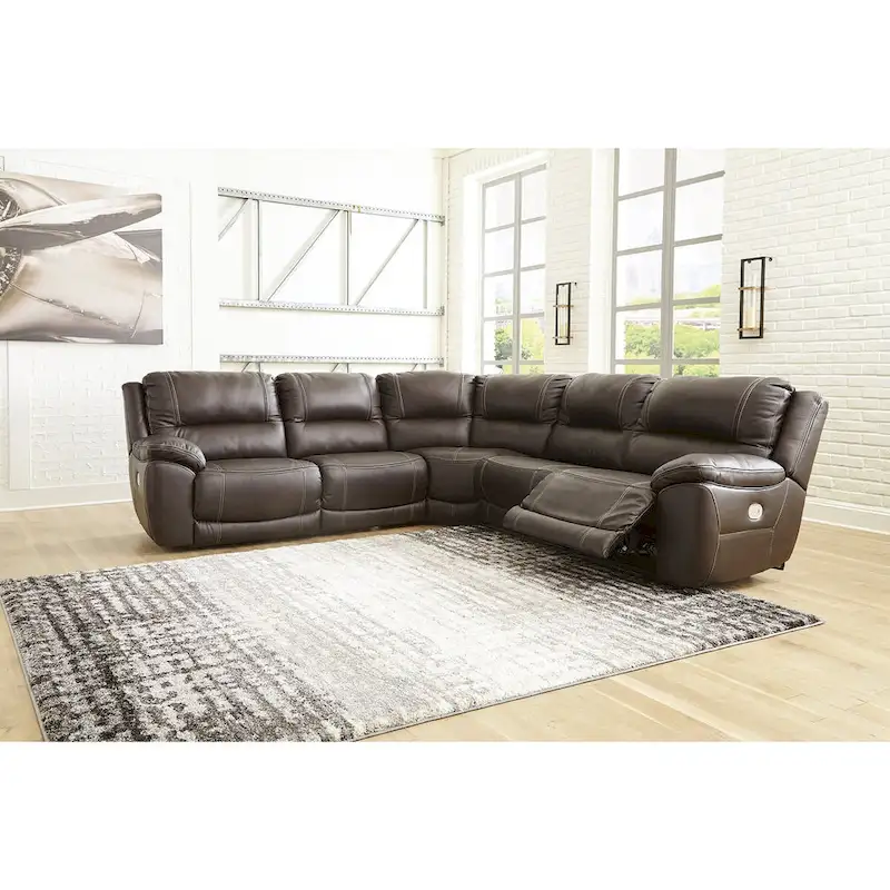 Brown 5-Piece Power Reclining Sectional - 123W x 123D x 43H