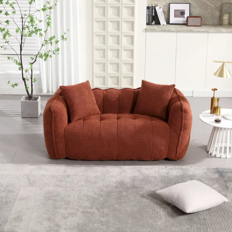 Modern 65-Inch Chenille Tufted Loveseat Accent Chair with High-Resilience Foam