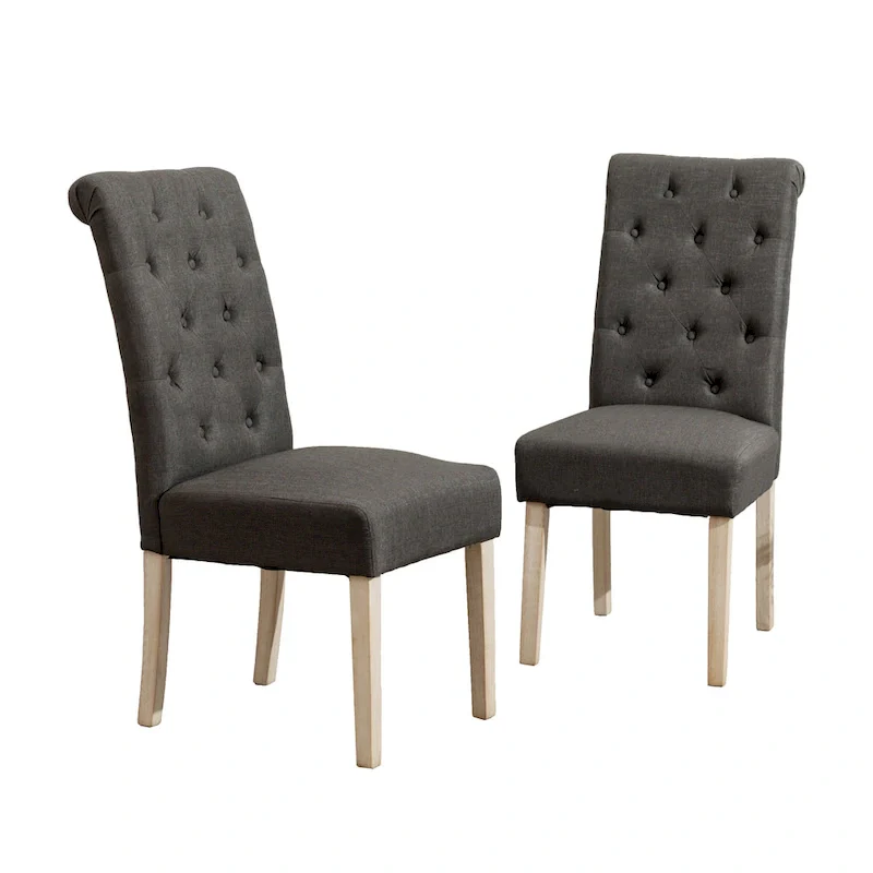 5 Piece Dining Table Set, Wooden Kitchen Furniture Set, Round Table with Cross-Buck Pedestal Base and 4 Tufted Chairs