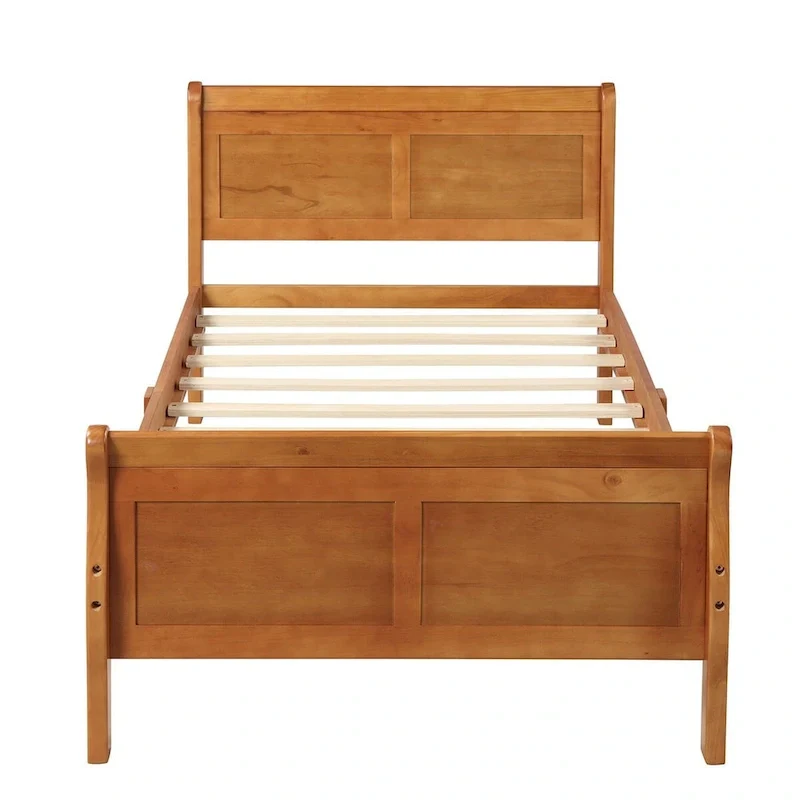 Twin/Full/Queen Wood Frame Sleigh Bed with Footboard