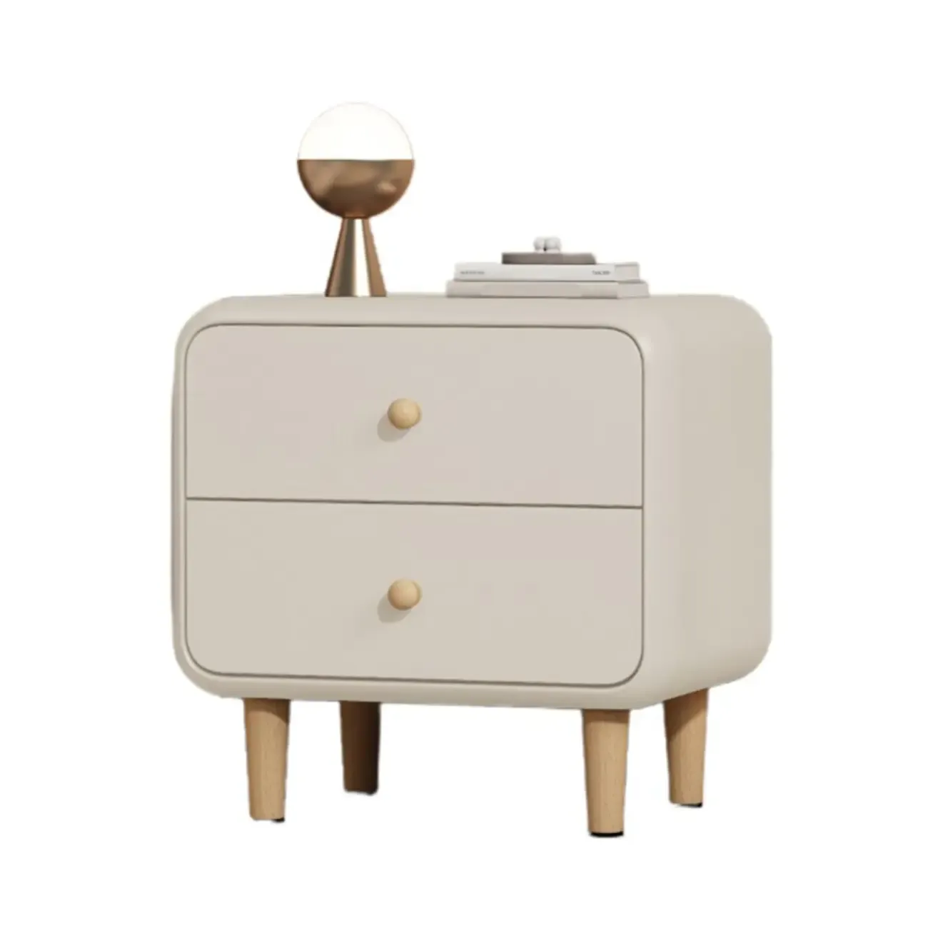 Modern Small Wood 2 Drawer Nightstand with Legs