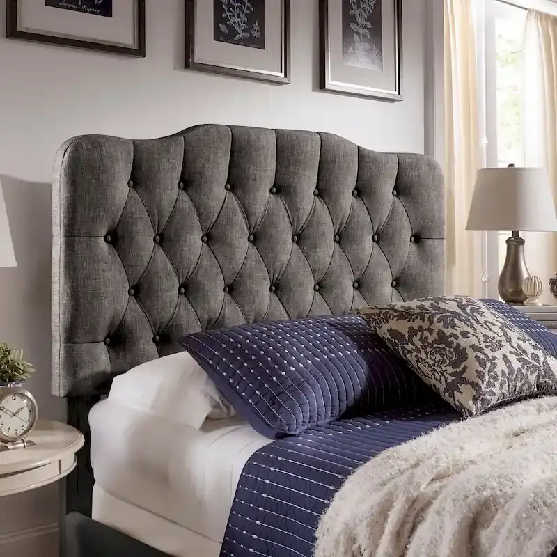 Upholstered Bed with Adjustable Headboard