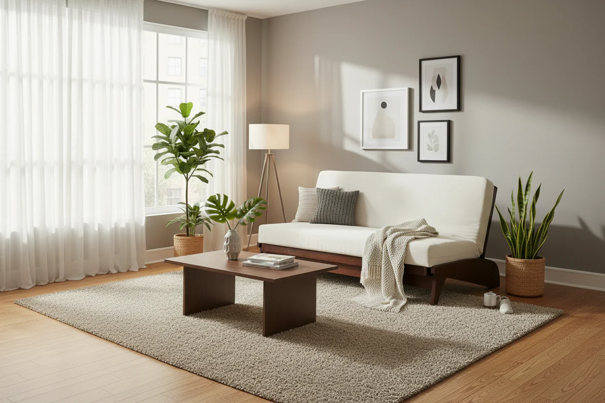 Queen Futon Frame – Oak/Cherry/Espresso/Grey | Wall Hugger | 2-Person | 550 lb Capacity