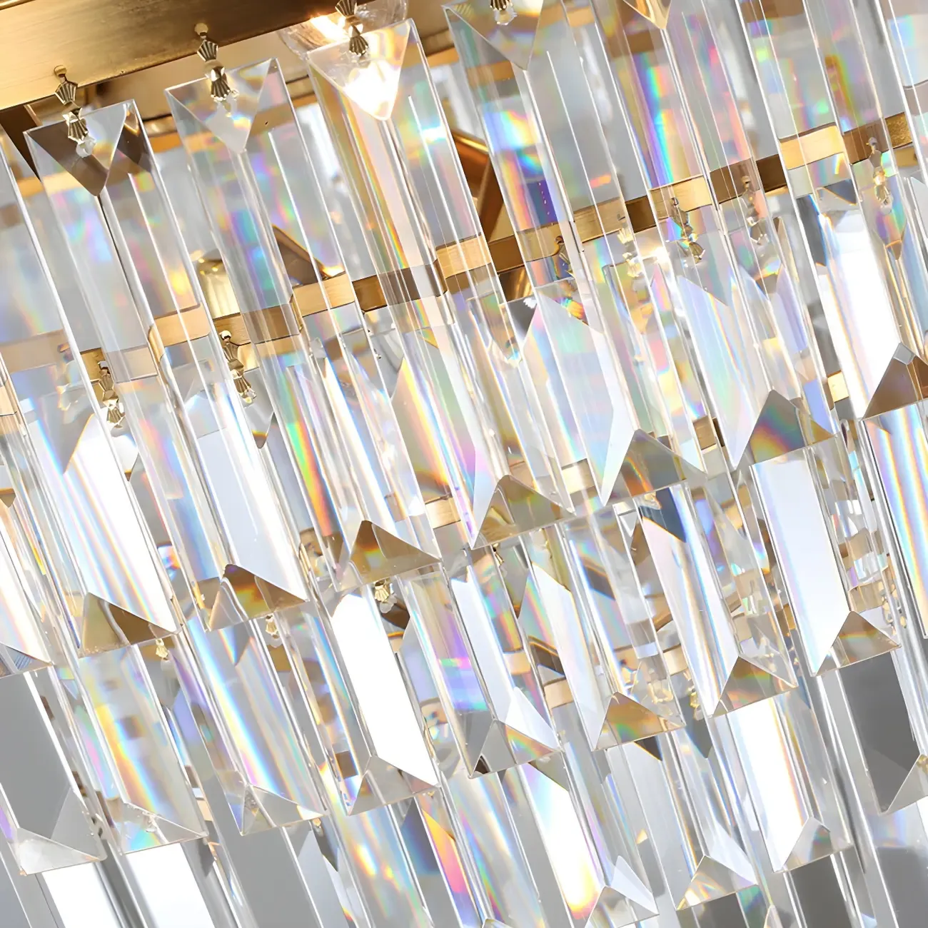 Gold Crystal Cylinder Tier Circle Chandelier