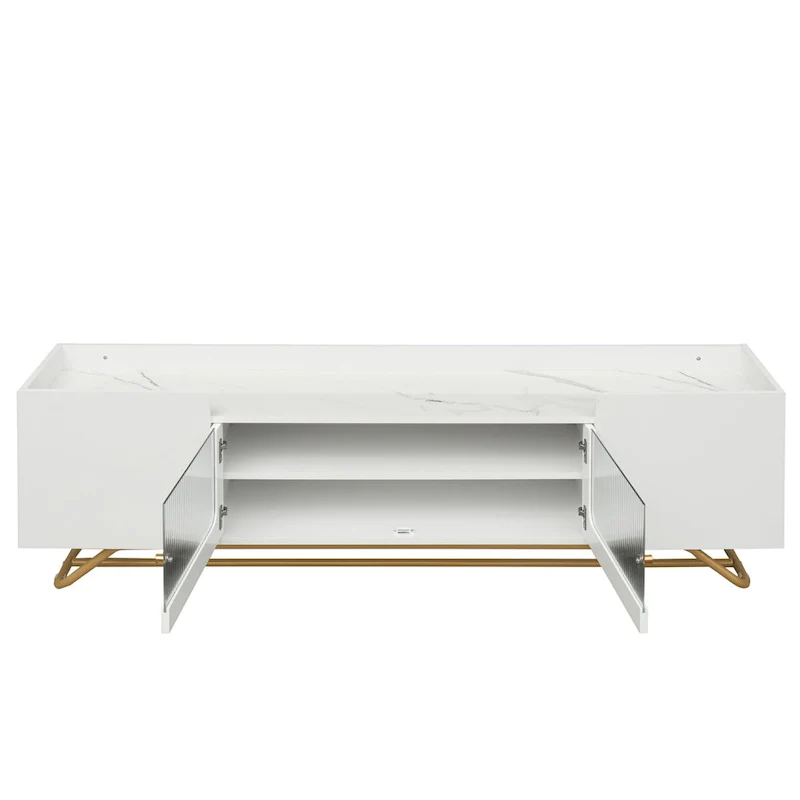 TV Console Table with Gold Frame Base