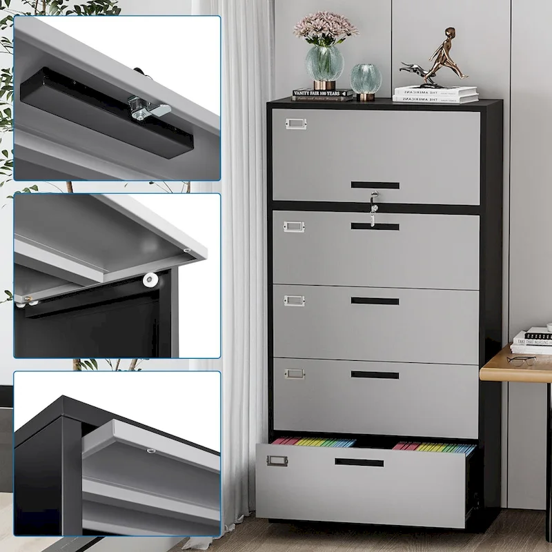 4-Drawer Lateral File Cabinet with Lock