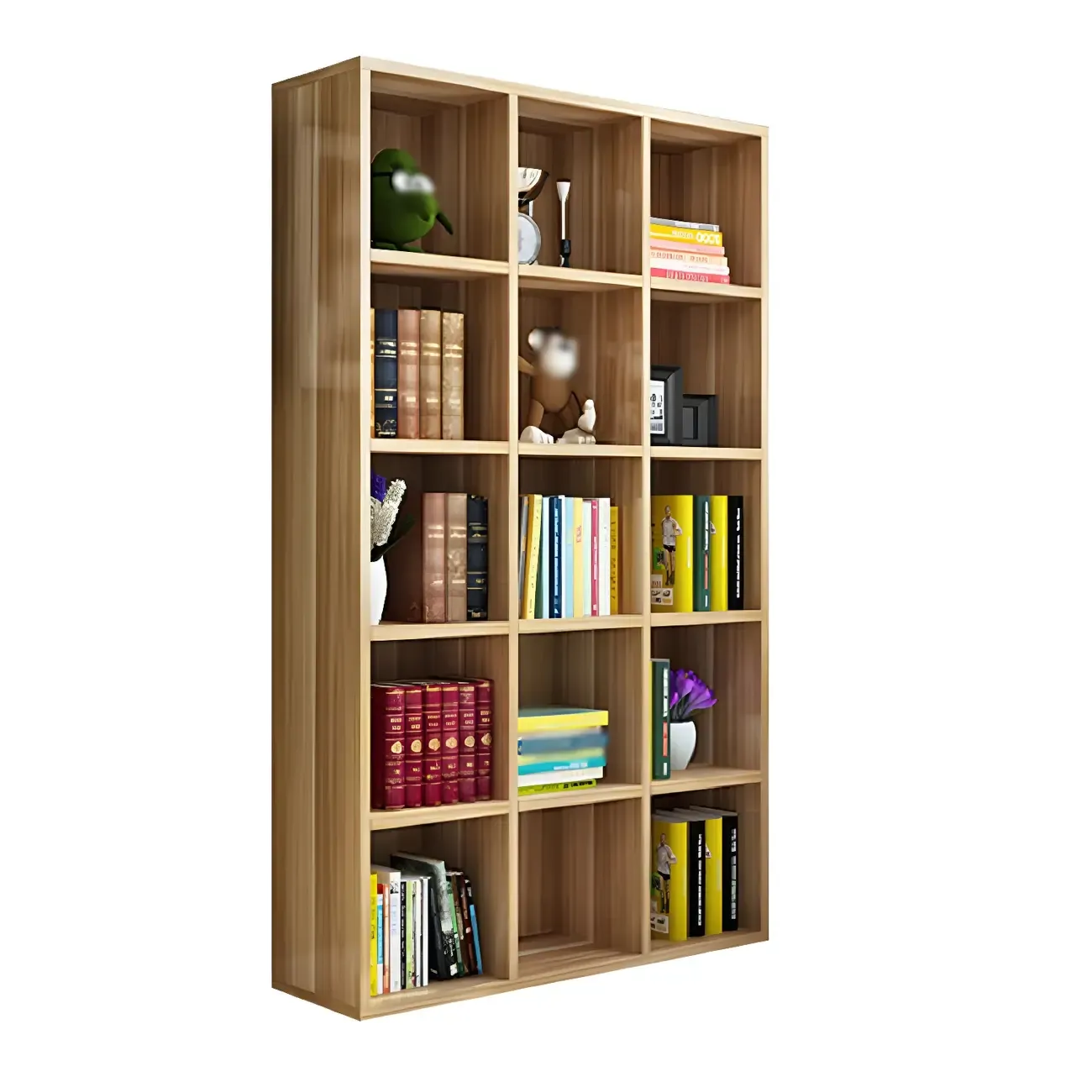 Scandinavian 3-Tier Black Cube Wood Bookcase
