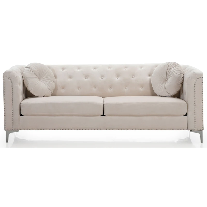 Pompano Velvet Button Tufted Sofa