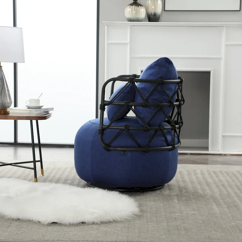Upholstered Accent Chair with Metal Base