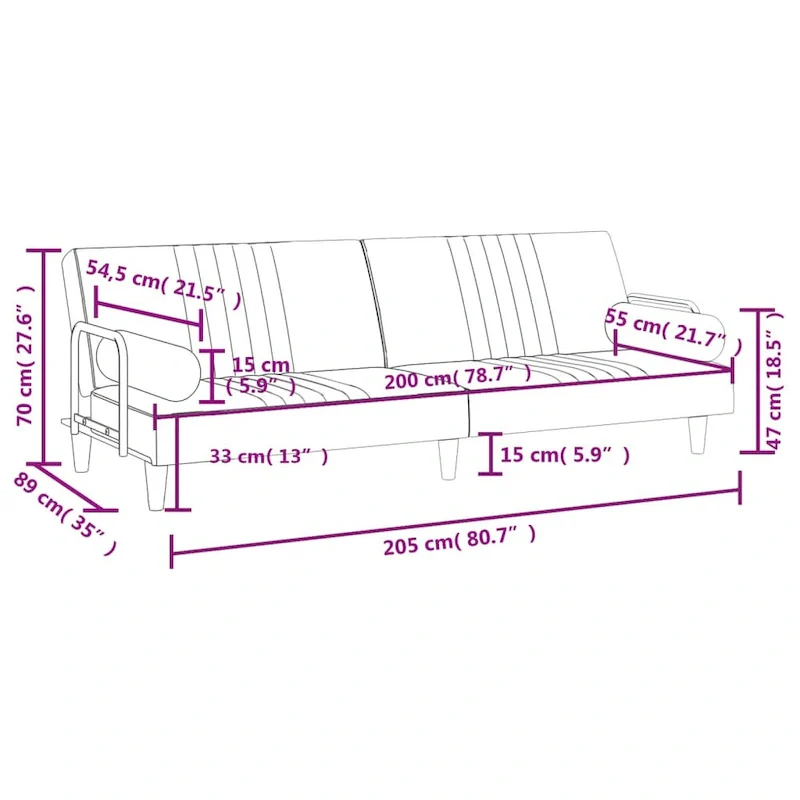 vidaXL Sofa Bed with Armrests Couch Recliner Loveseat Folding Daybed Velvet - 80.7 x 35 x 27.6