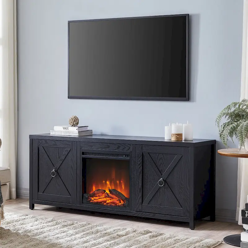 Granger 58  TV Stand with Log Fireplace Insert