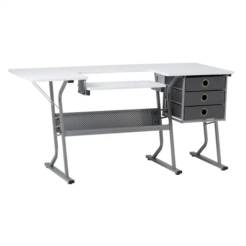 Eclipse Ultra Grey and White Wood Top Sewing Table