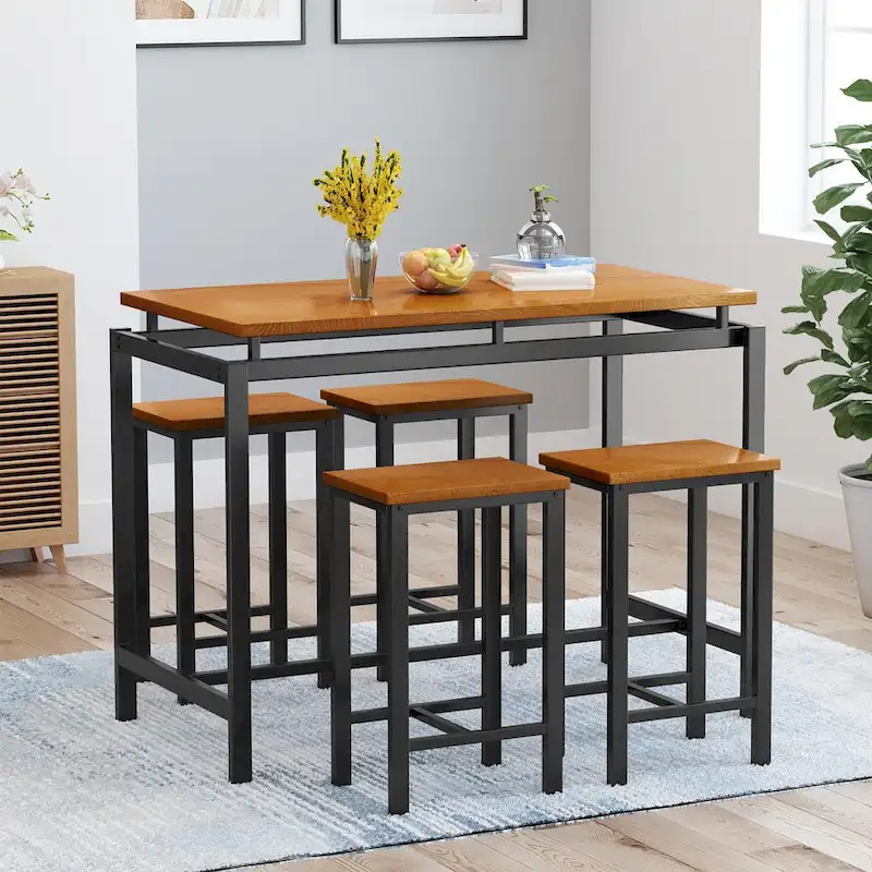 Mieres Modern Farmhouse Counter Height Pub 5-piece Dining Set