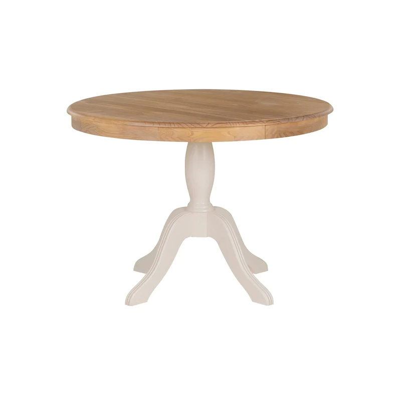 Round Pedestal Dining Table - Natural/White/Black, Solid Wood, Seats 4