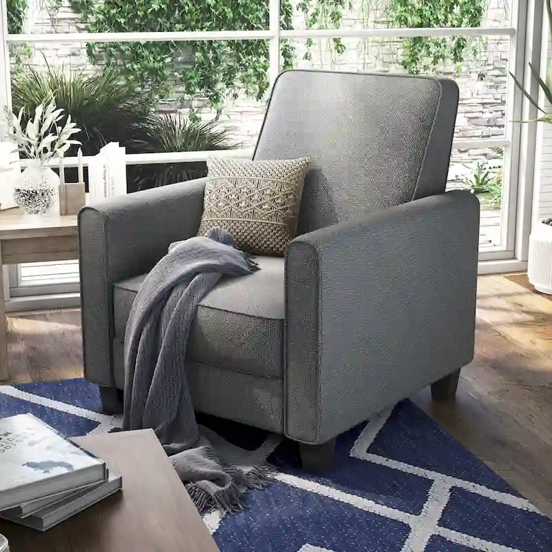 Haynes Traditional Fabric Welted Padded Recliner Chair by Furniture of America