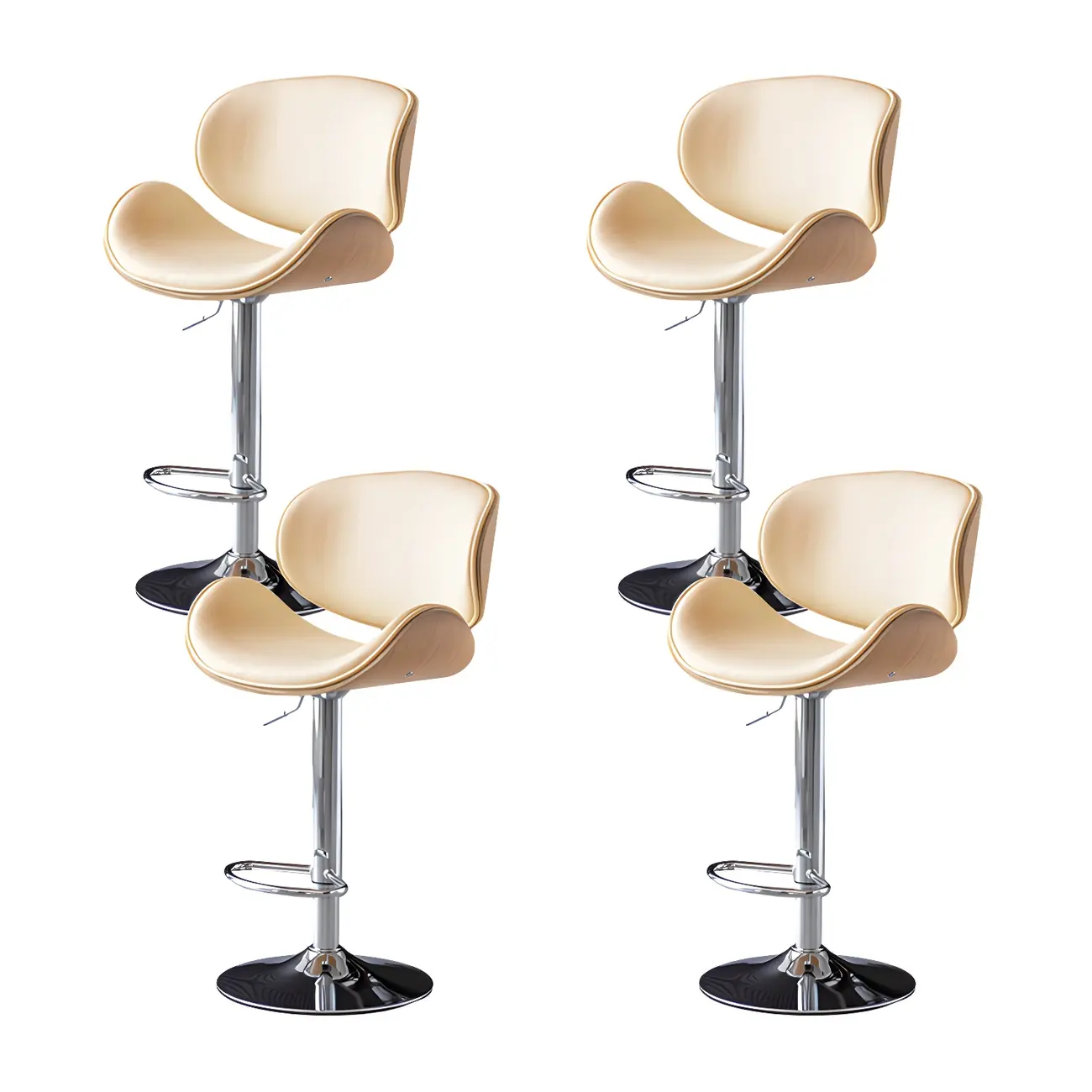 Arched Blackish Green Leather Swivel Adjustable Bar Stool