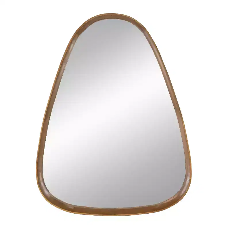 30 x 38 Inch Irregular Wall Mirror with Wood Frame