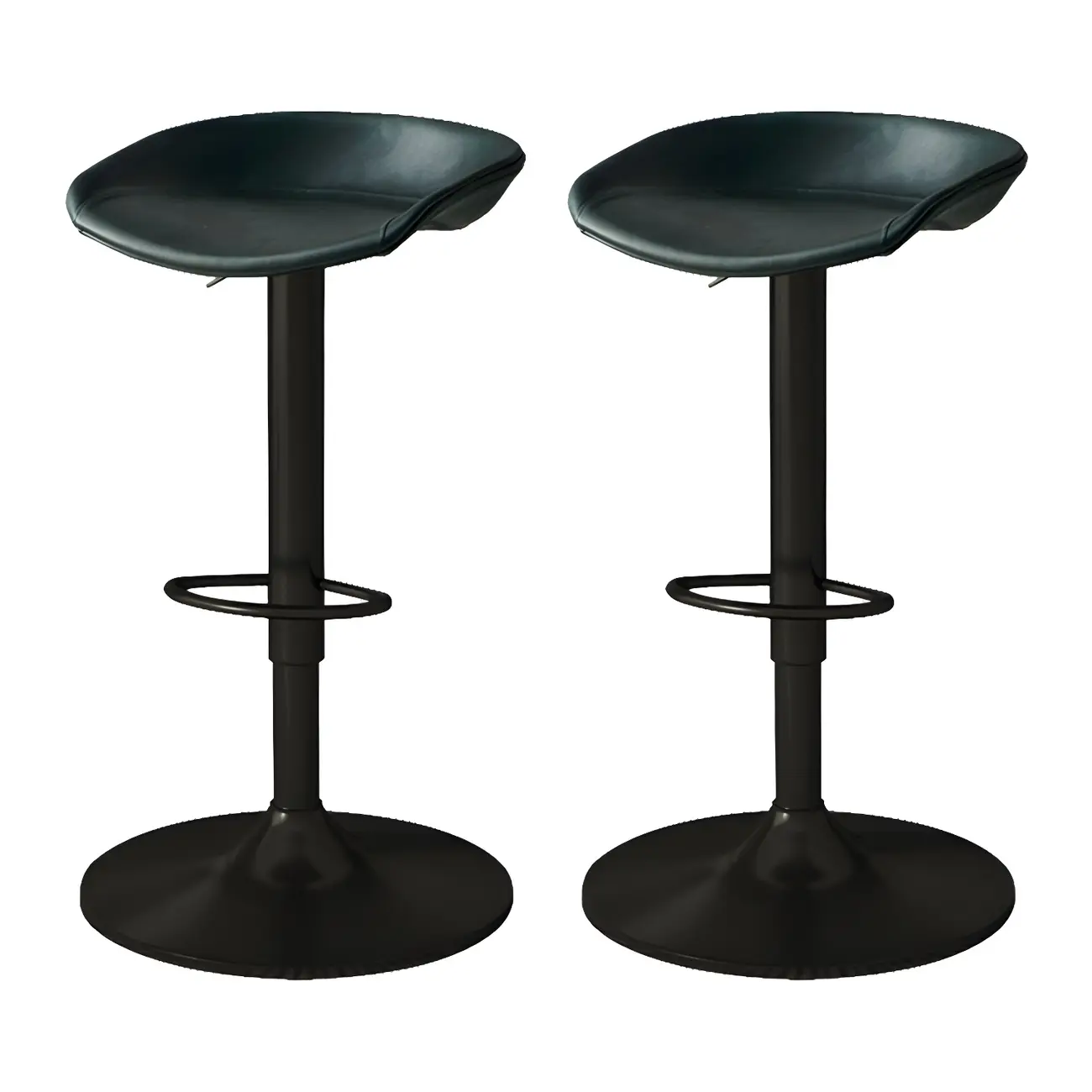 Modern Leather Black Pedestal Swivel Adjustable Bar Stool
