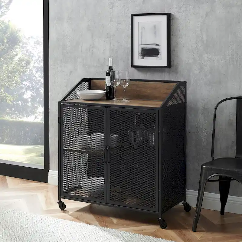 Middlebrook Pierpont Industrial Mesh Bar Cabinet