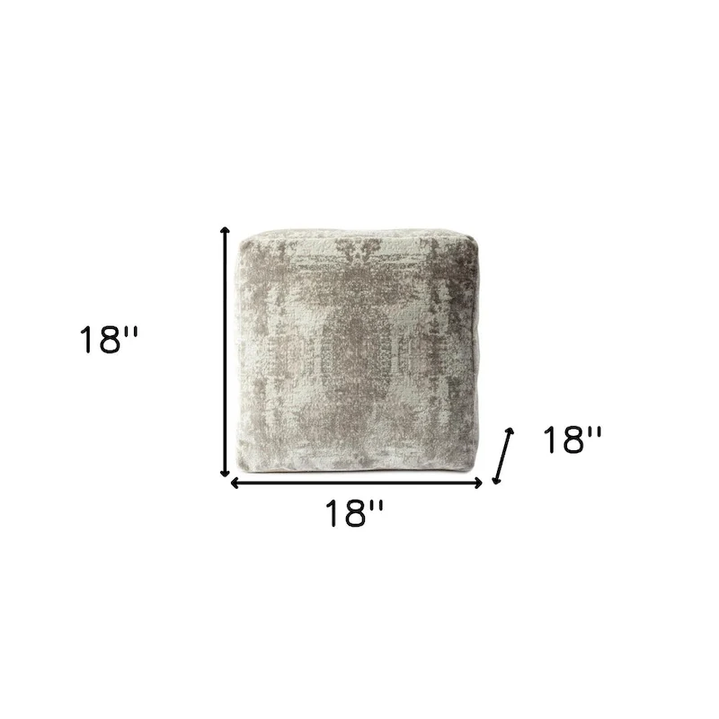 HomeRoots 18 Gray Abstract Pouf Ottoman