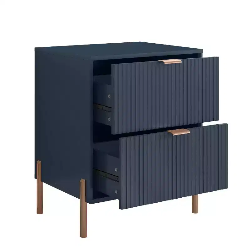Festivo 3pc Modern Elegance 2 Drawer Nightstands and 3 Drawer Dresser Set Navy
