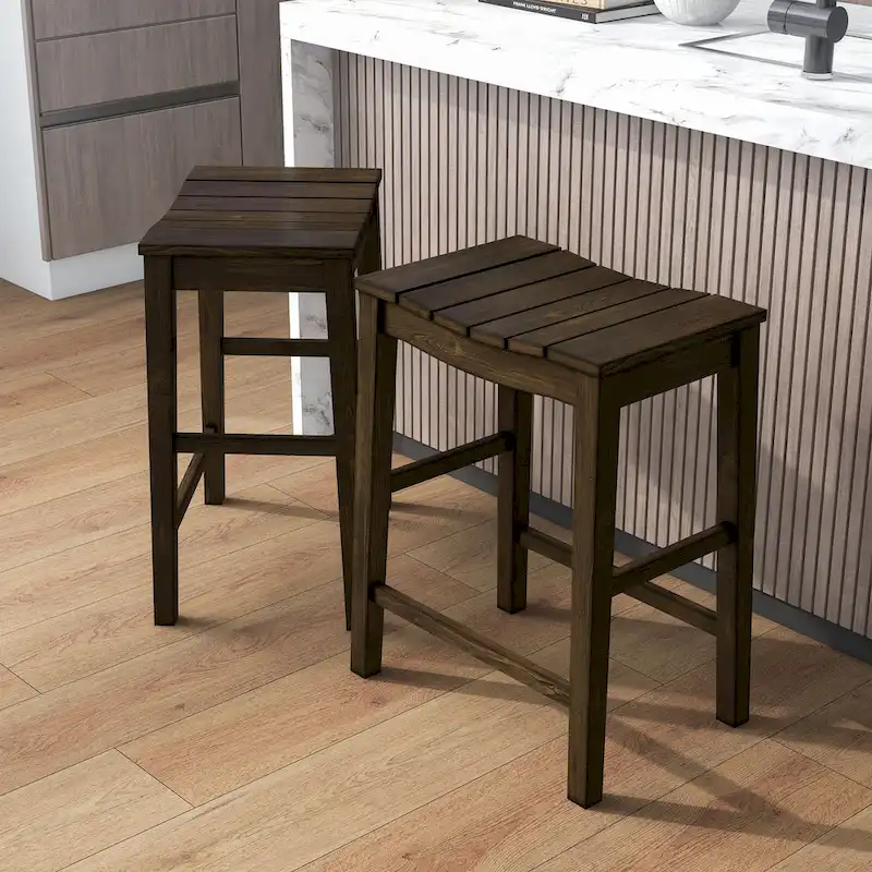 Farmhouse Wood 5-Piece Counter Height Dining Table and Stool Set