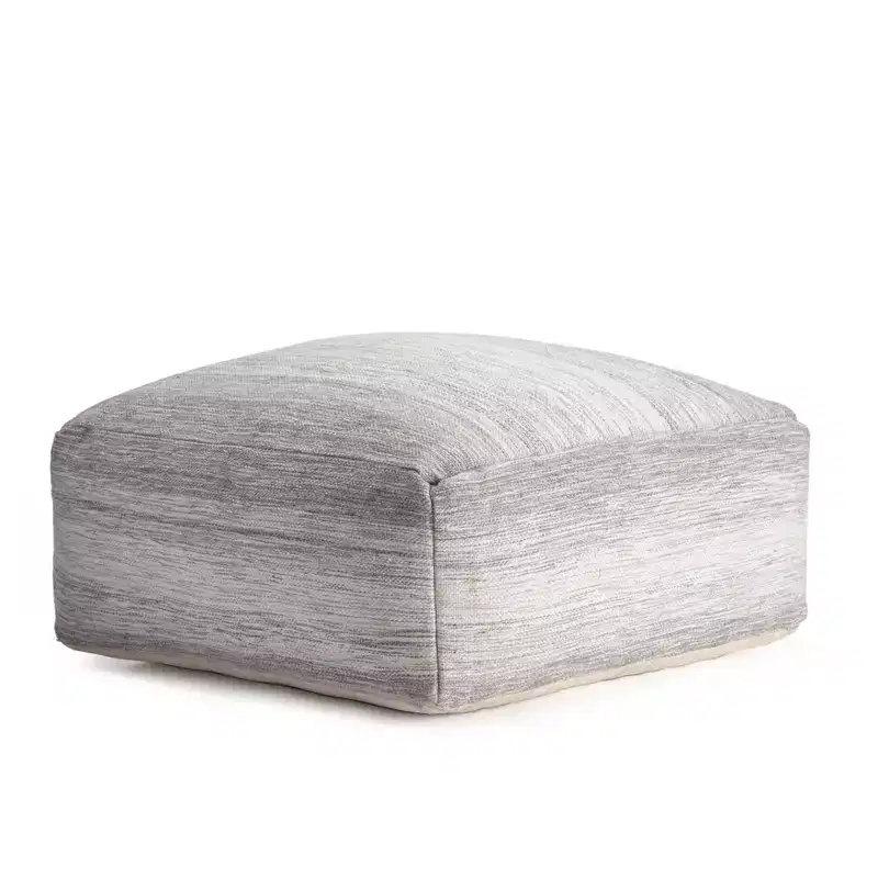 Rincon Ottoman Gray/Ivory - Anji Mountain: Contemporary Handmade Square Upholstered Furniture, Ombre Design, 35"x35"x16"