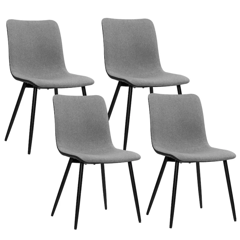 Dining Chairs set of 4 Mid-century Modern Industrial Fabric Side Chairs, Grey