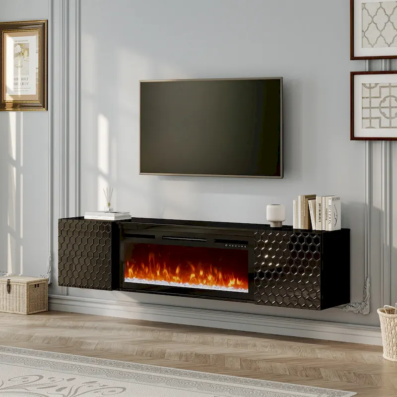 67 MDF Wall Mounted TV Stand with 36 Electric Fireplace