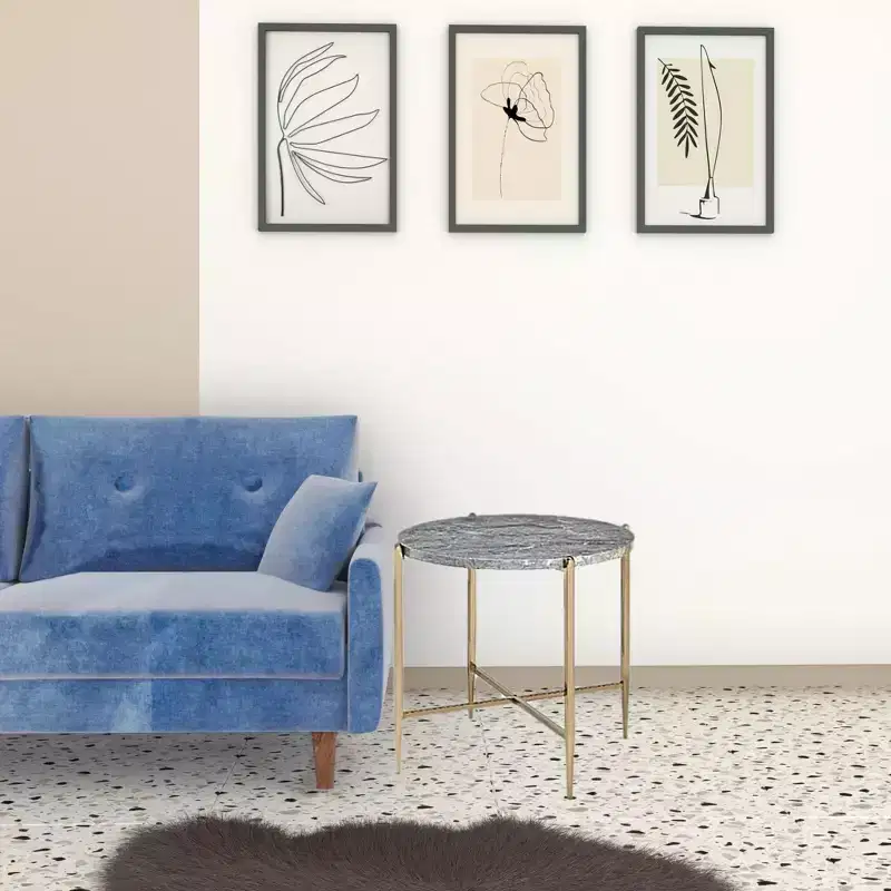 HomeRoots 24 Champagne And Light Gray Manufactured Wood And Metal Round End Table