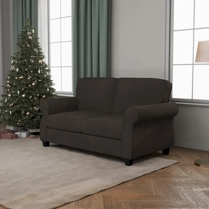 Brown / Grey Modern 3-Seat Sofa, Solid Wood Frame