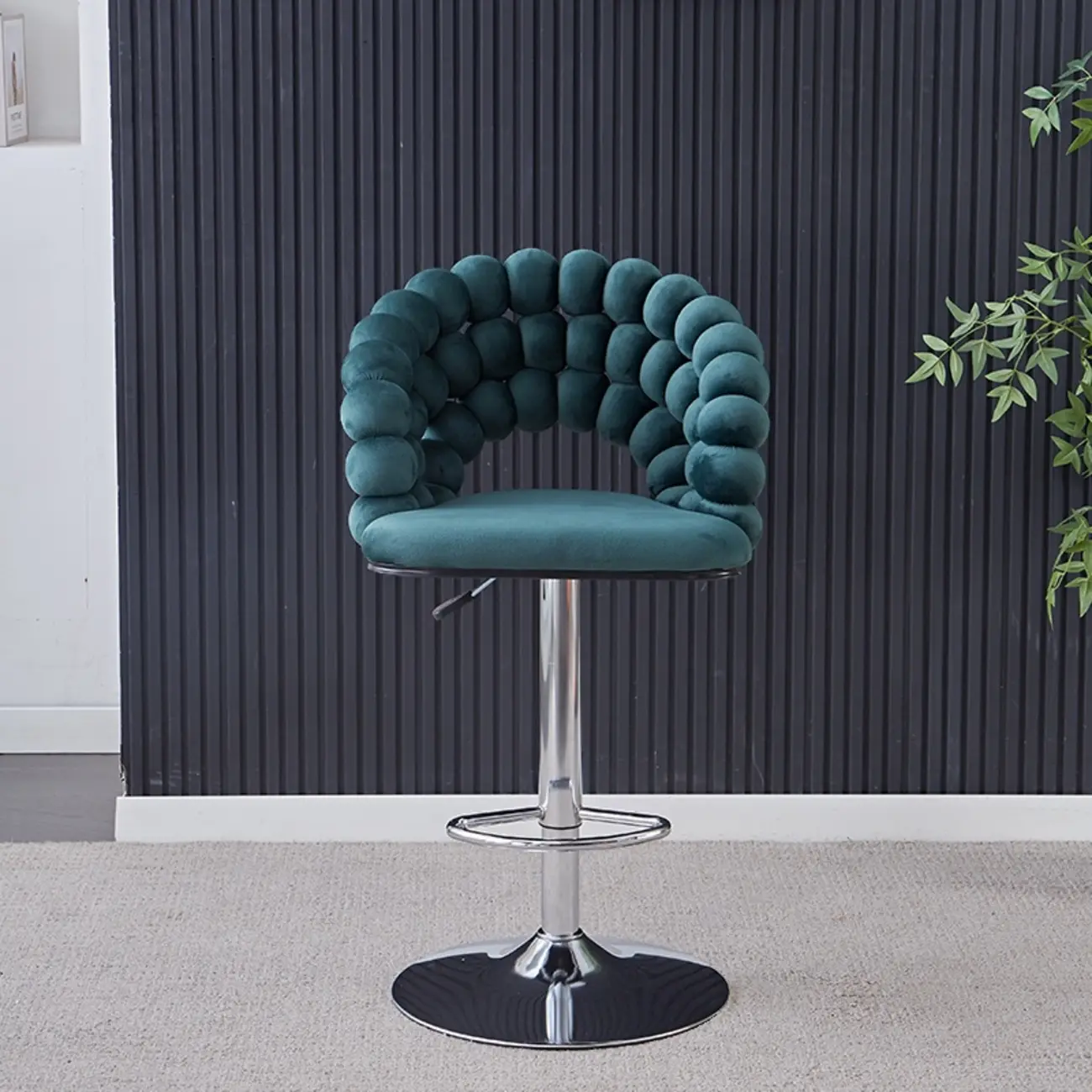 Glam Swivel Saddle Fabric Adjustable Height Bar Stool with Arms