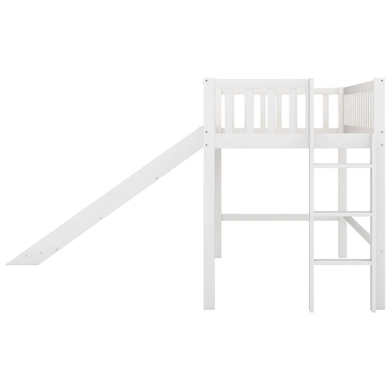 Pine Low Loft Bed with Slide