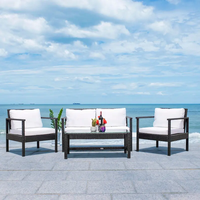 SAFAVIEH Outdoor Alie 4-Piece Wicker Living Set - 51W x 30D x 30H