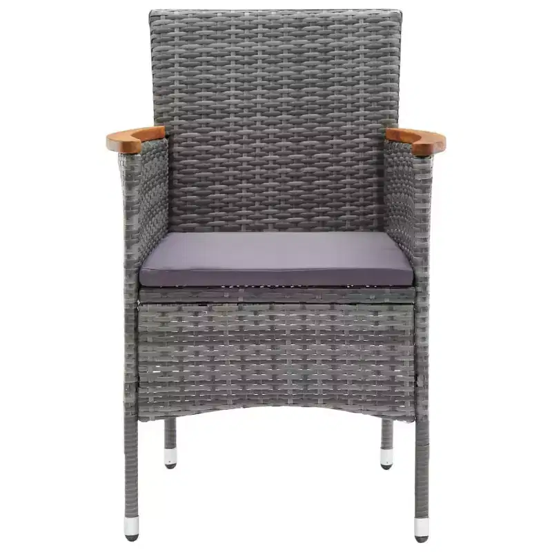 vidaXL Patio Bistro Set Bistro Table 3 Piece Poly Rattan and Tempered Glass