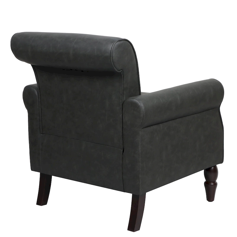 2 Set Nailheads Accent Chair Faux Leather Armchair