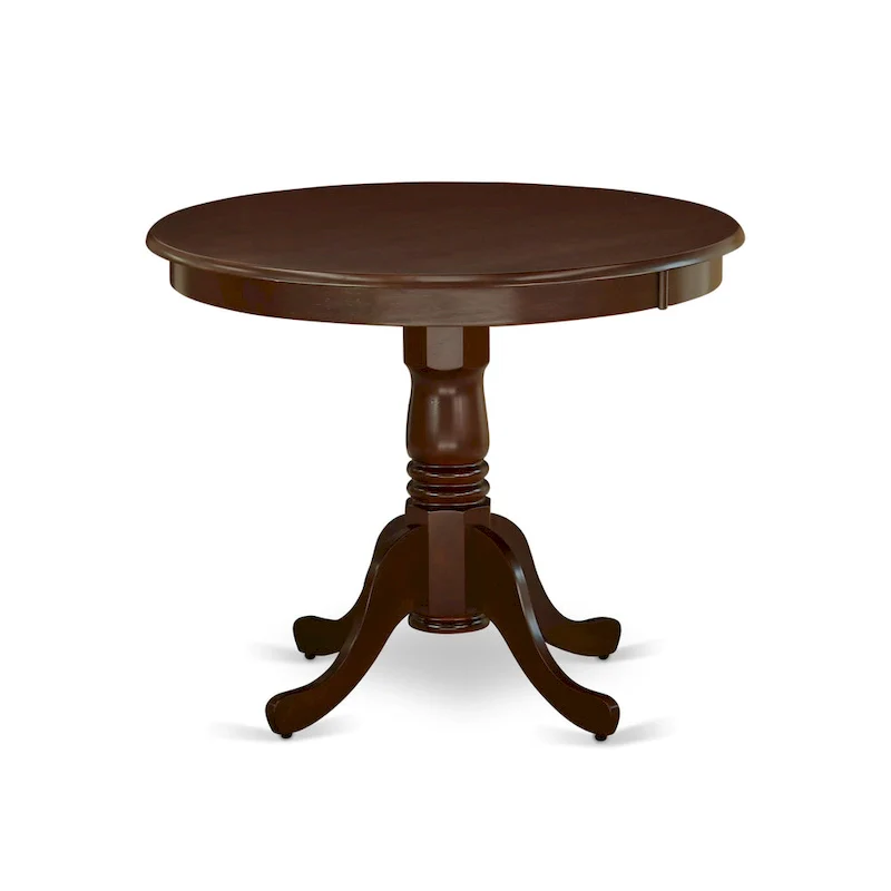 East West Furniture Kitchen Table Set- A Round Dining Room Table and Cream Linen Fabric Parson Chairs, Mahogany (Pieces Options)